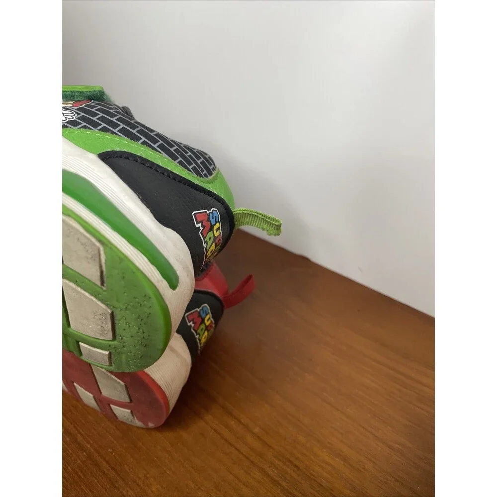 Ground Up Super Mario and Lugi Sneakers Black Green Red Black, Light Up Boys 2